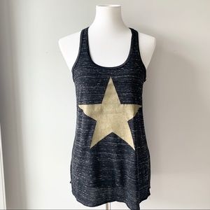 Star Black Gold Flowy Racerback Tank Bella Canvas